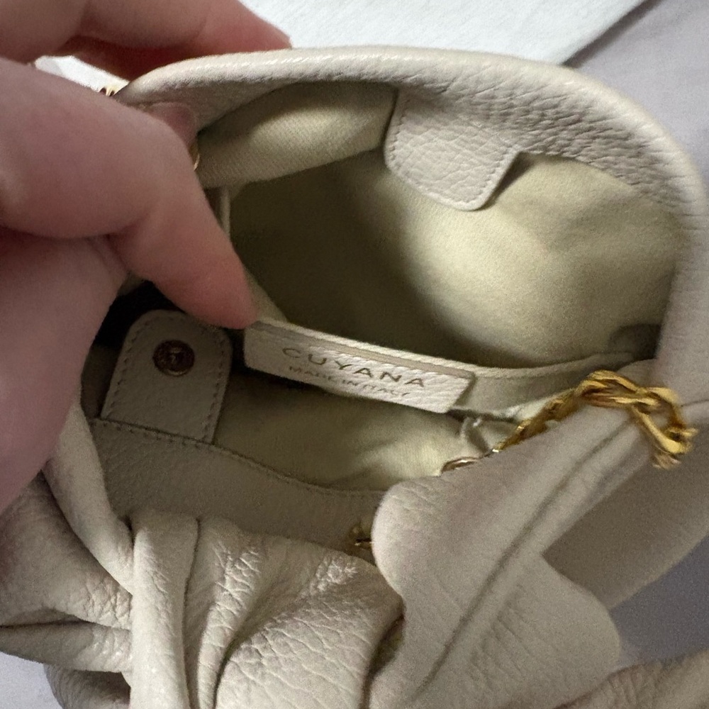 Cuyana Pebbled Leather Mini Bow Bag in Ecru - Picture 7 of 8